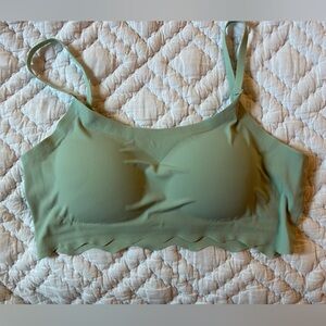 Sage green scalloped bandeau bra NWOT